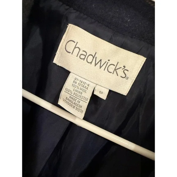 Chadwick's Plaid Wool Blend Pea Coat Jacket Blue Brown Womens‎ Petite - Picture 3 of 4